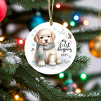 My First Christmas 2025 Puppy Ornament – Baby’s First Christmas Keepsake, Cute Newborn Gift, Durable MDF Ornament with Gold Cord