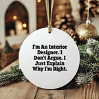 Funny Interior Designer Gifts for Women, Circle Ornament Christmas Unique Presents from Family to Interior Designer Friends