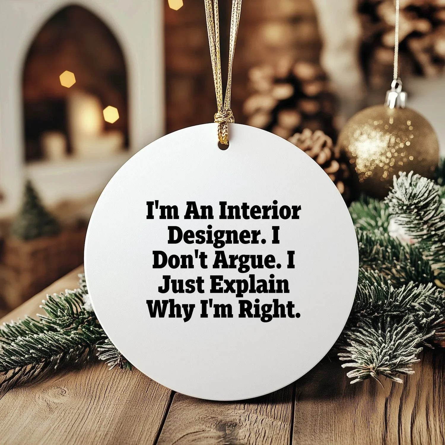 Funny Interior Designer Gifts for Women, Circle Ornament Christmas Unique Presents from Family to Interior Designer Friends