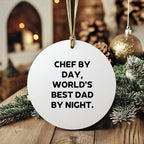 Chef By Day, World's Best Dad By Night. Funny Christmas Tree Ornament