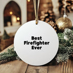 Funny Firefighter Circle Christmas Ornament Unique Decorations