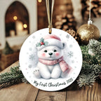 My First Christmas 2025 Polar Bear Ornament – Baby’s First Christmas Keepsake, Cute Newborn Gift, Durable MDF Ornament with Gold Cord