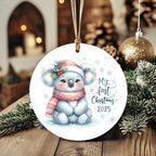 My First Christmas 2025 Koala Ornament – Baby’s First Christmas Keepsake, Cute Newborn Gift, Durable MDF Ornament with Gold Cord