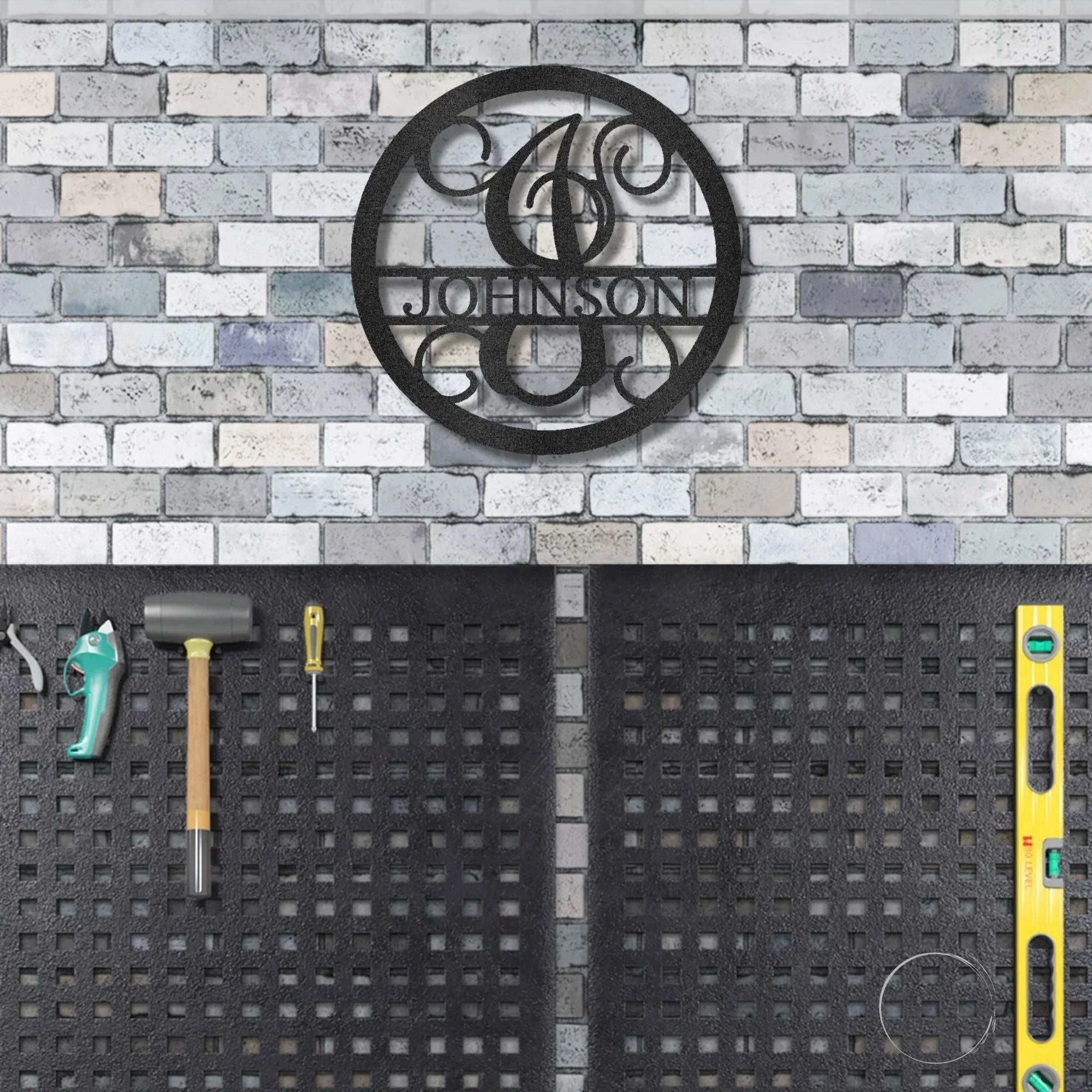 Circle Vine Monogram Personalized Name Indoor Outdoor Steel Wall Sign Metal Art