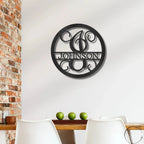 Circle Vine Monogram Personalized Name Indoor Outdoor Steel Wall Sign Metal Art