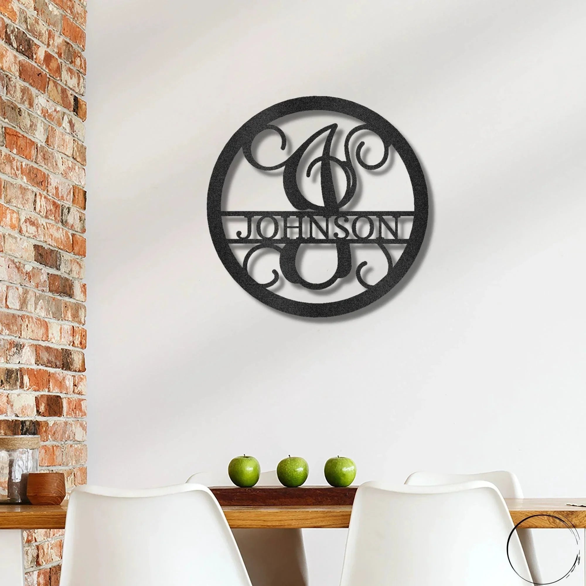 Circle Vine Monogram Personalized Name Indoor Outdoor Steel Wall Sign Metal Art