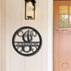 Circle Vine Monogram Personalized Name Indoor Outdoor Steel Wall Sign Metal Art