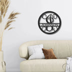 Circle Vine Monogram Personalized Name Indoor Outdoor Steel Wall Sign Metal Art