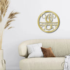 Circle Vine Monogram Personalized Name Indoor Outdoor Steel Wall Sign Metal Art