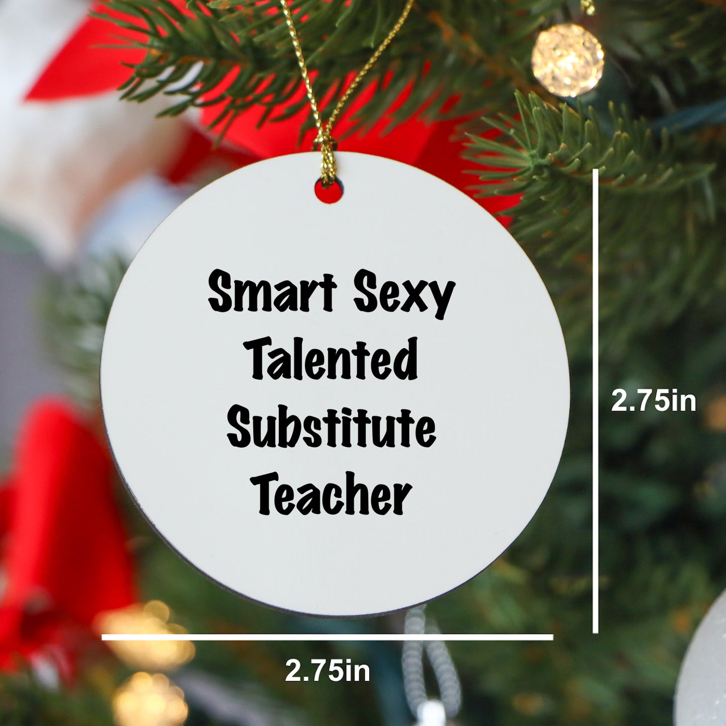 Smart Sexy Talented Substitute Teacher Gifts from Friends for Christmas Circle Ornament, 'Funny' Quote