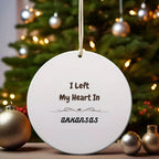 I Left My Heart in Arkansas Ornament – Circle MDF State Keepsake Gift
