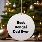 Funny Bengal Cat Dad Circle Christmas Tree Ornament - Best Bengal Dad Ever Gift