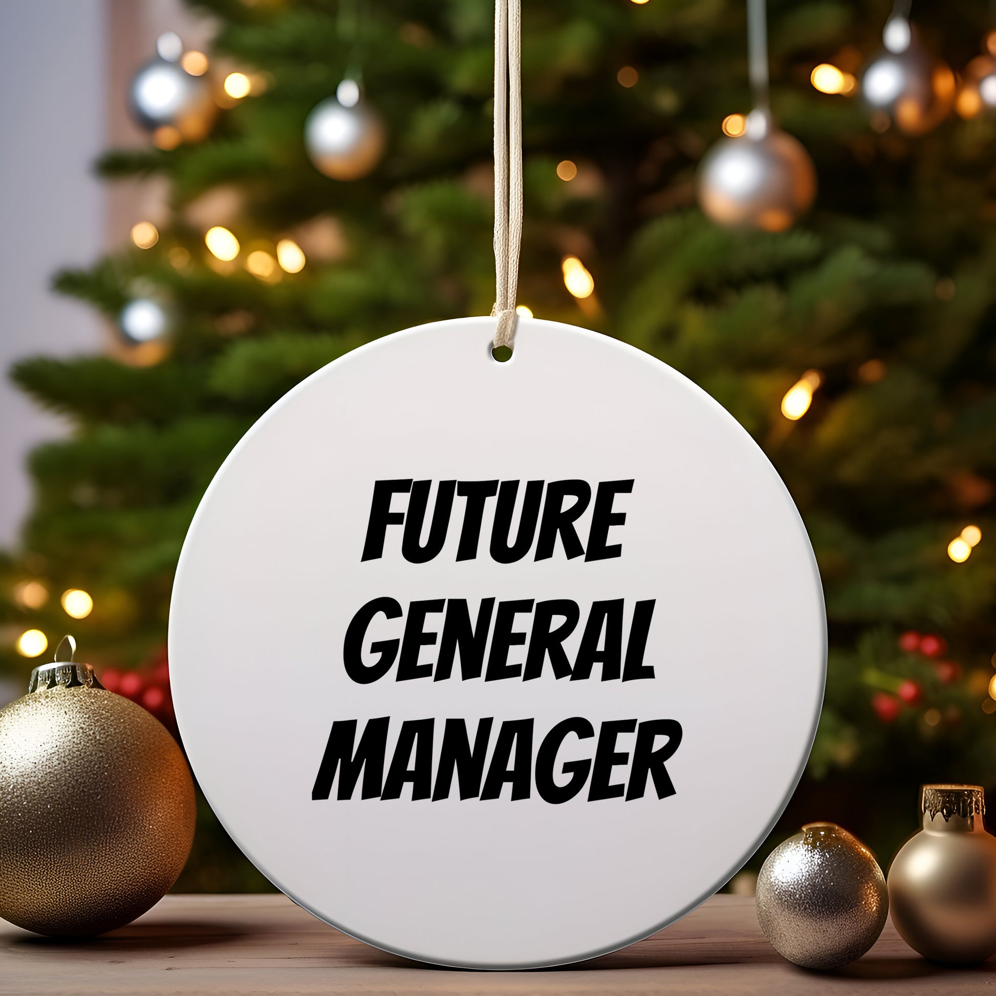 Funny General Manager Christmas Unique Circle Ornament - Future General Manager Gifts - Mallard Moon