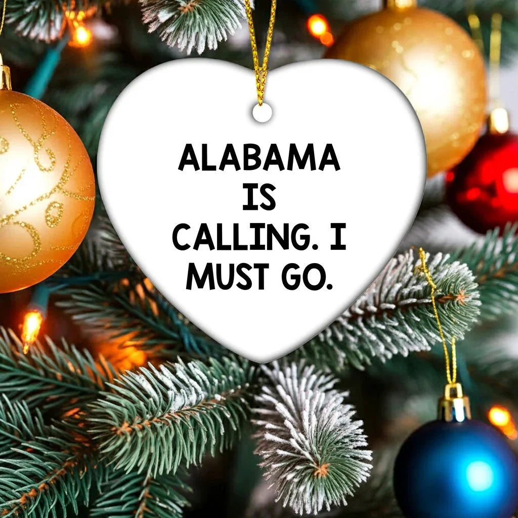 Alabama Pride Heart Ornament - Durable MDF With High Gloss Finish That Resists Fading