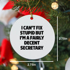 Secretary Ornament I Can't Fix Stupid But Decent Gift - Mallard Moon