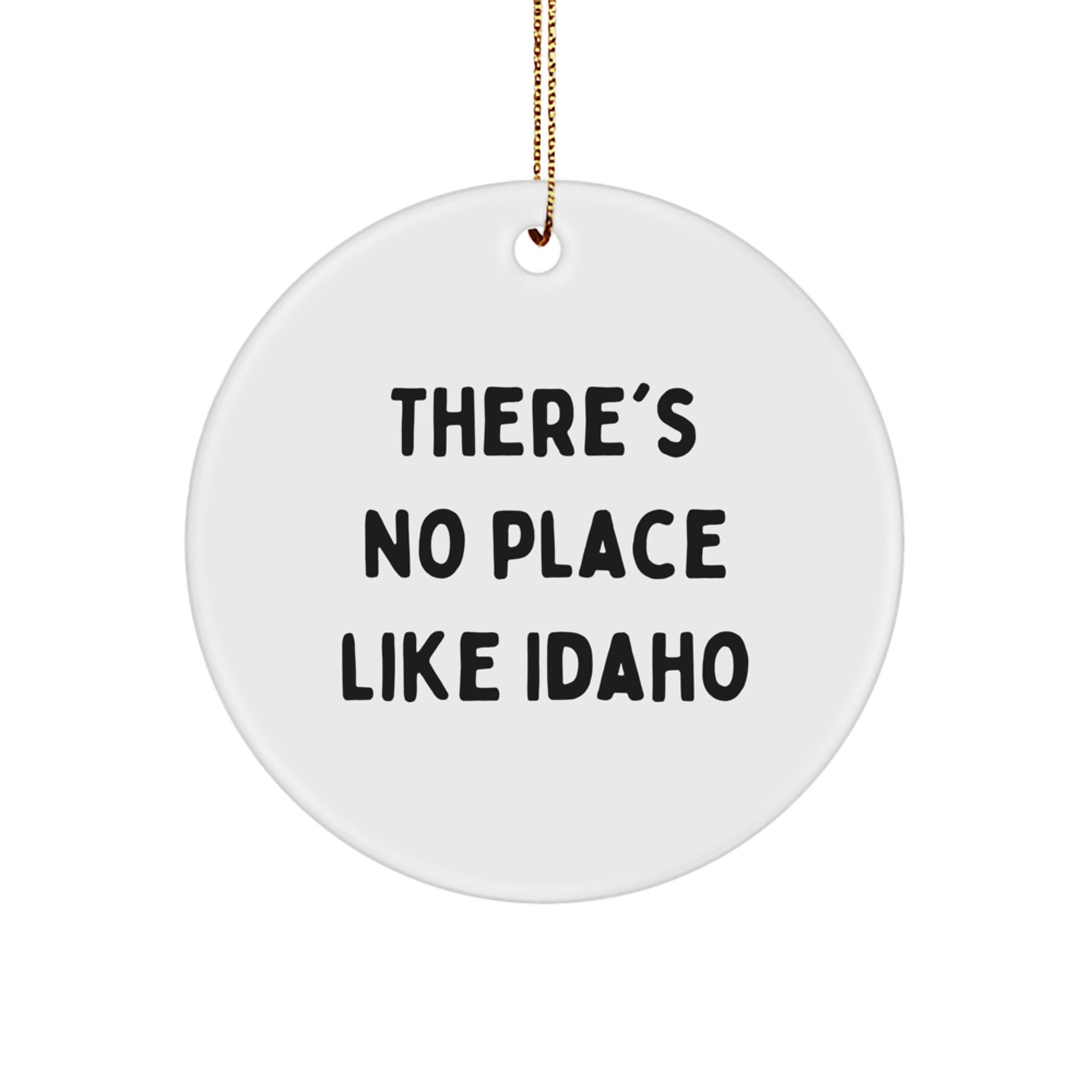 Fun Idaho Circle Ornament - 'There's No Place Like Idaho' Gift for Friends, Family, or Loved Ones - Idaho Christmas Tree Decoration - Image 1
