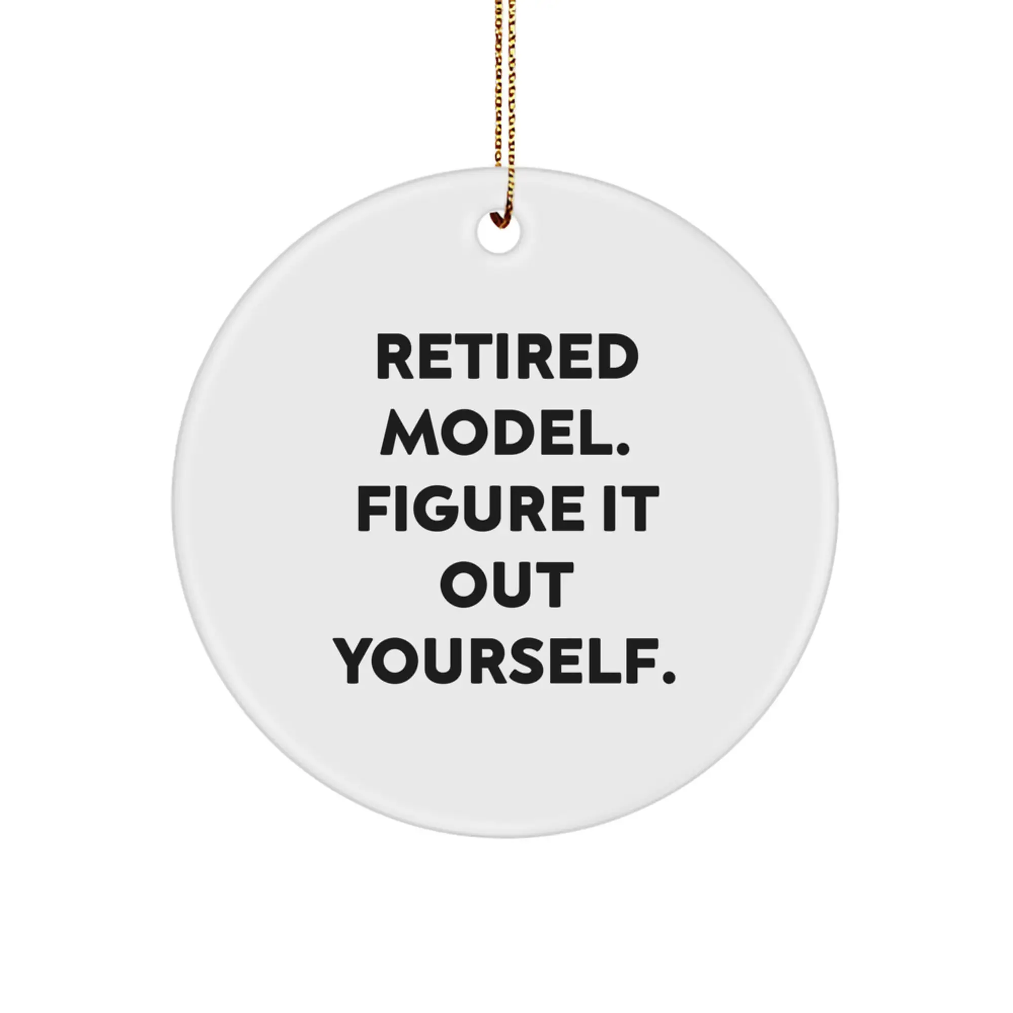 Funny Model Gifts for Christmas, Circle Ornament, Retired Model. Figure It Out Yourself., Model Enthusiast, Model Fan - Image 1