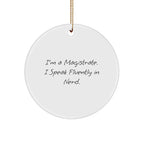 Magistrate Gifts, Funny Circle Ornament, 'I'm A Magistrate. I Speak Fluently In Nerd.' Christmas Decor Gifts from Friends to Family