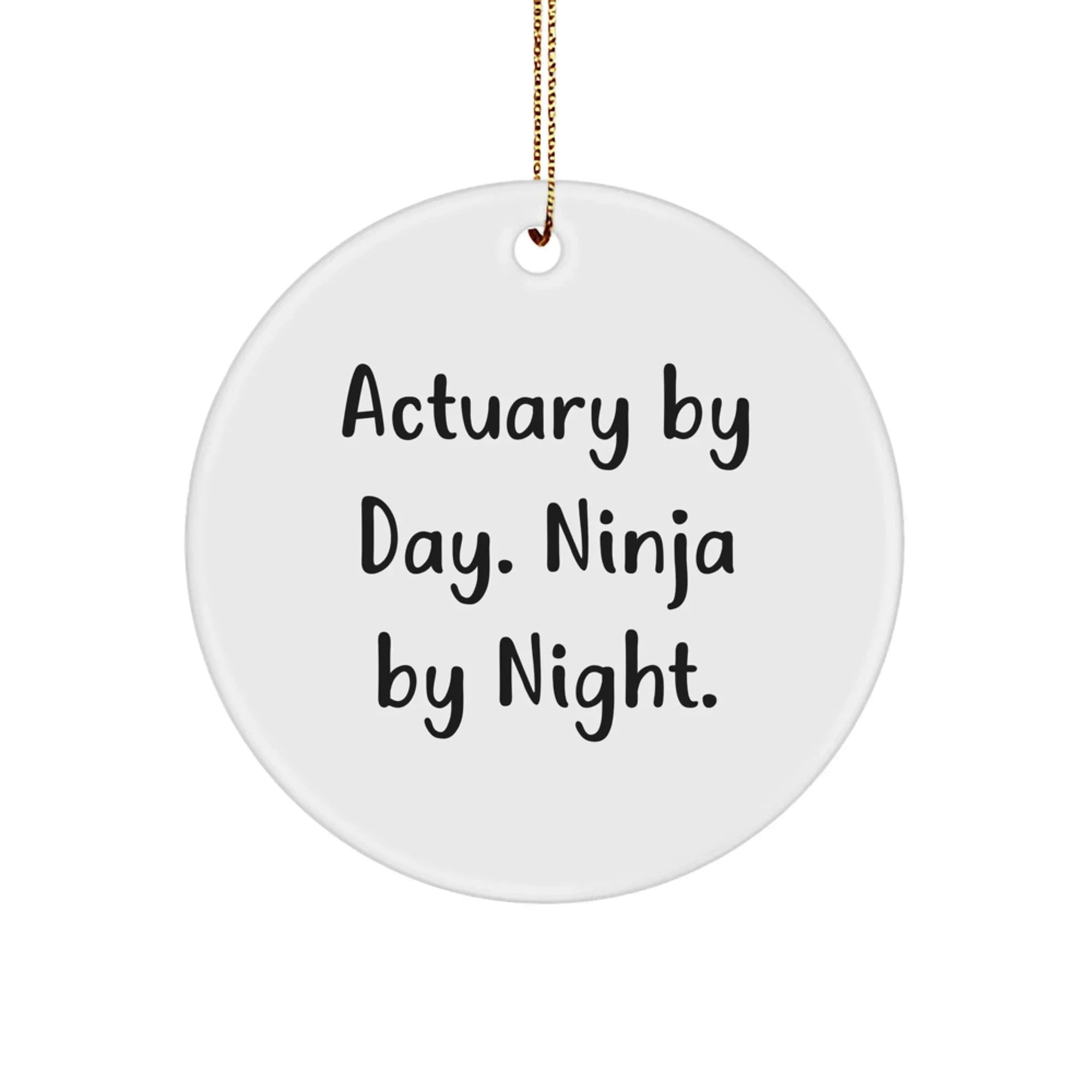 Gifts for Actuaries - Actuary by Day. Ninja by Night. Circle Ornament, Funny Christmas Unique Gifts from Friends to Actuaries