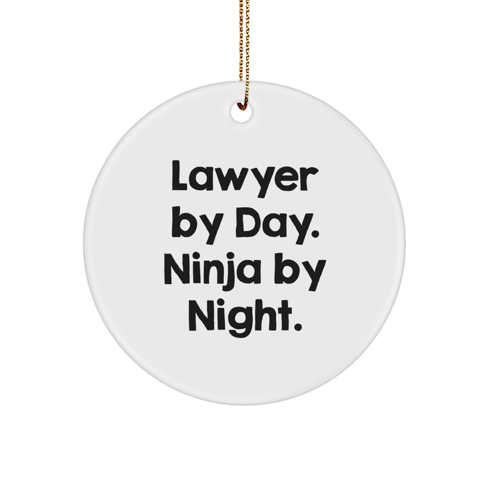 Funny Lawyer Gifts from Friends - Christmas Unique Circle Ornaments for Lawyer By Day Ninja By Night, Cute Lawyer Office Decorations - Image 1