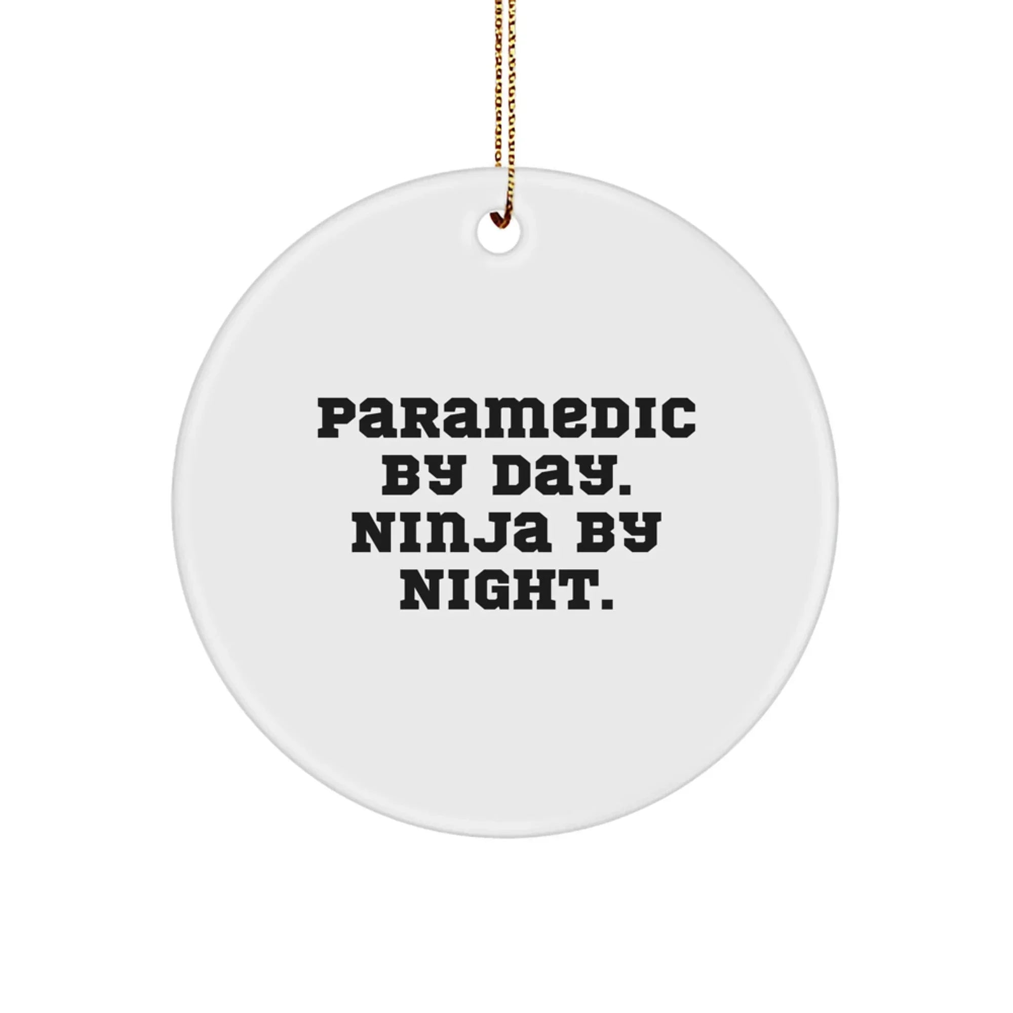 Funny Rescue Worker Gifts for Men - Rescue Worker By Day Ninja By Night Circle Ornament, Christmas Unique Presents from Friends to Family