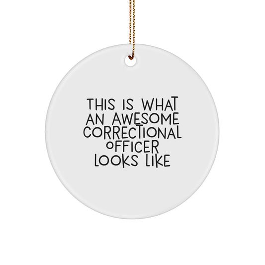 Funny Correctional Officer Gifts, Circle Ornament This Is What An Awesome Correctional Officer Looks Like, Christmas Unique Gifts for Correctional Officers from Men, Women, Friends - Image 1