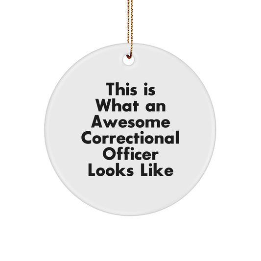 Funny Correctional Officer Gifts from Men for Christmas Unique Gifts - This Is 'What An Awesome Correctional Officer Looks Like' Circle Ornament - Image 1
