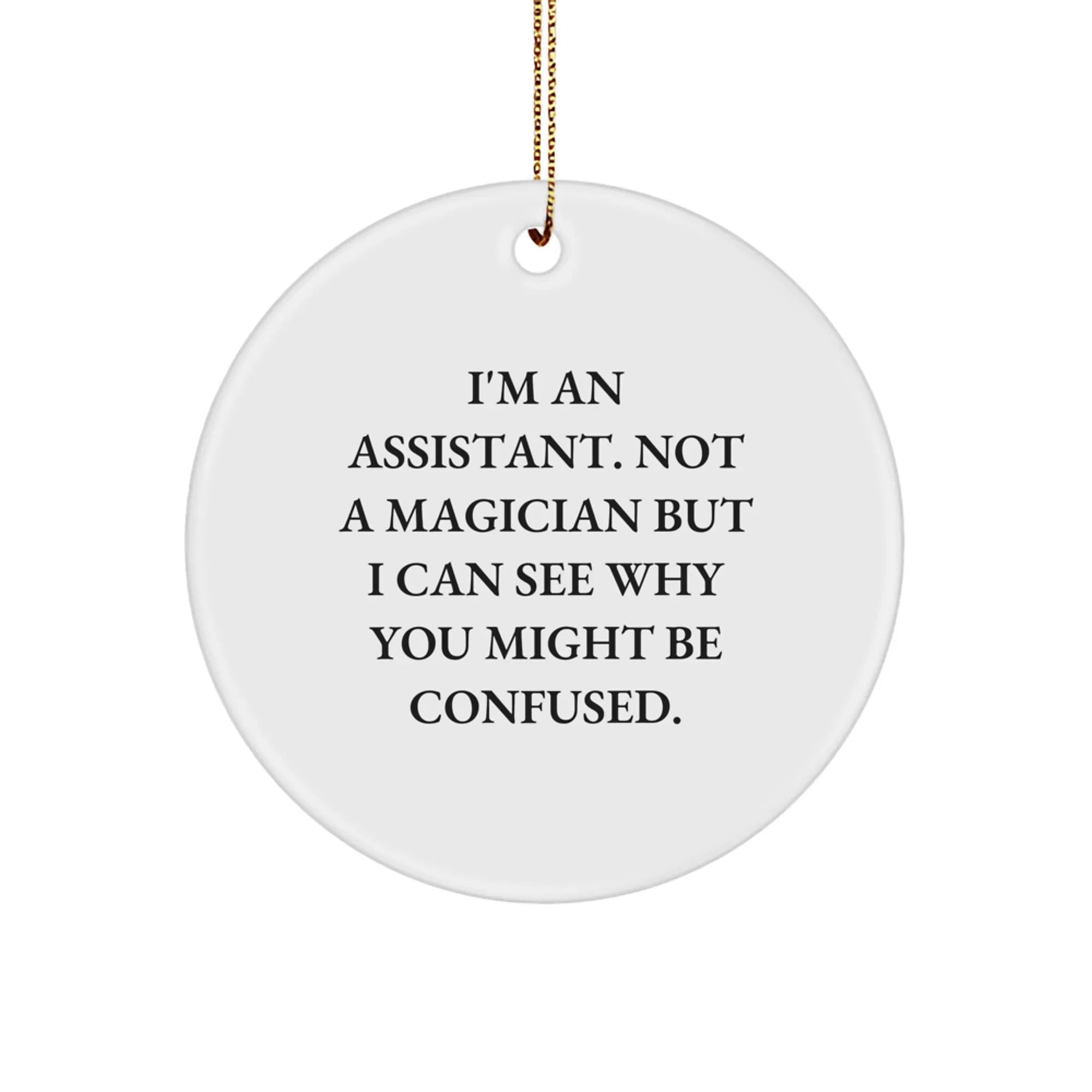 Funny Assistant Gifts for Men, Unique Circle Ornament, 'I'm An Assistant. Not A Magician But I Can See Why You Might Be Confused.', Christmas Unique Gifts from Friends