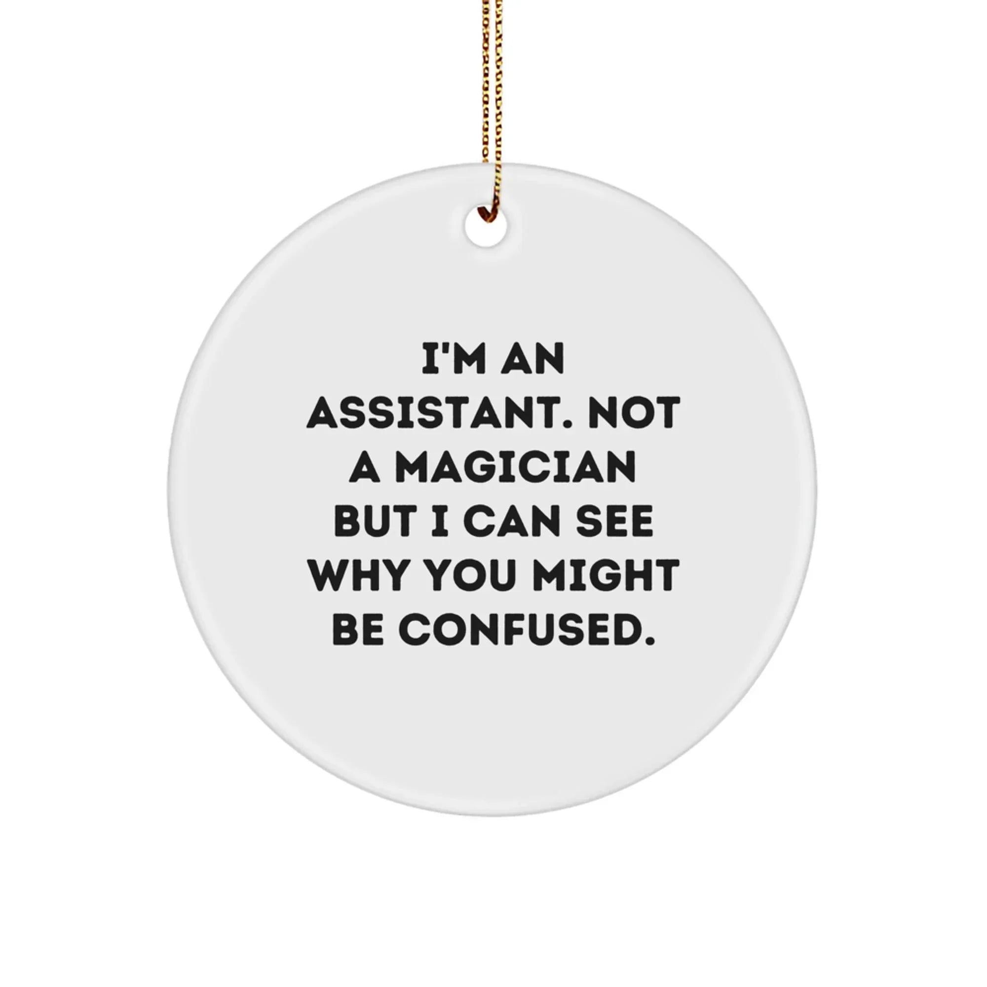 Funny Assistant Gifts from Men, Women, Friends to Assistants, Coworkers, Family - 'I'm An Assistant. Not A Magician But I Can See Why You Might Be Confused.' Christmas Unique Circle Ornament