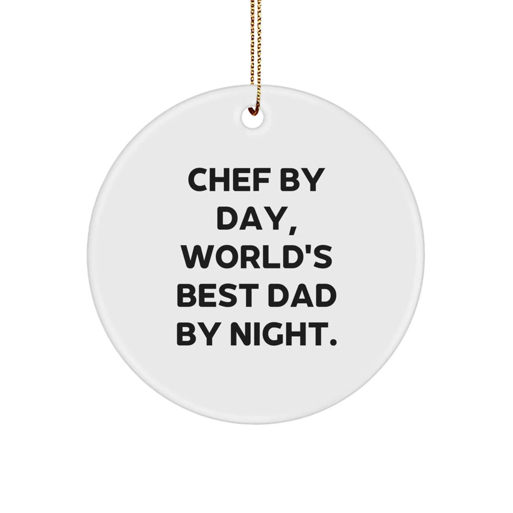 Chef By Day, World's Best Dad By Night. Funny Christmas Tree Ornament