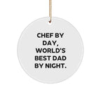 Chef By Day, World's Best Dad By Night. Funny Christmas Tree Ornament