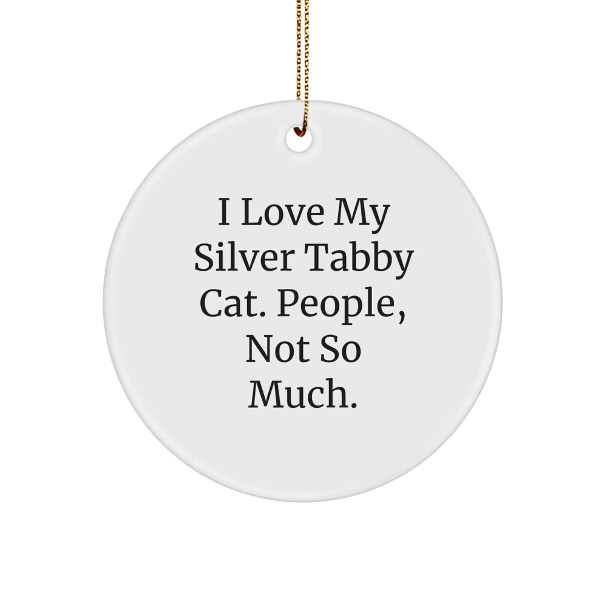 Funny Silver Tabby Cat Circle Ornament Gifts from Men to Women Friends Family for Christmas Unique Decorations