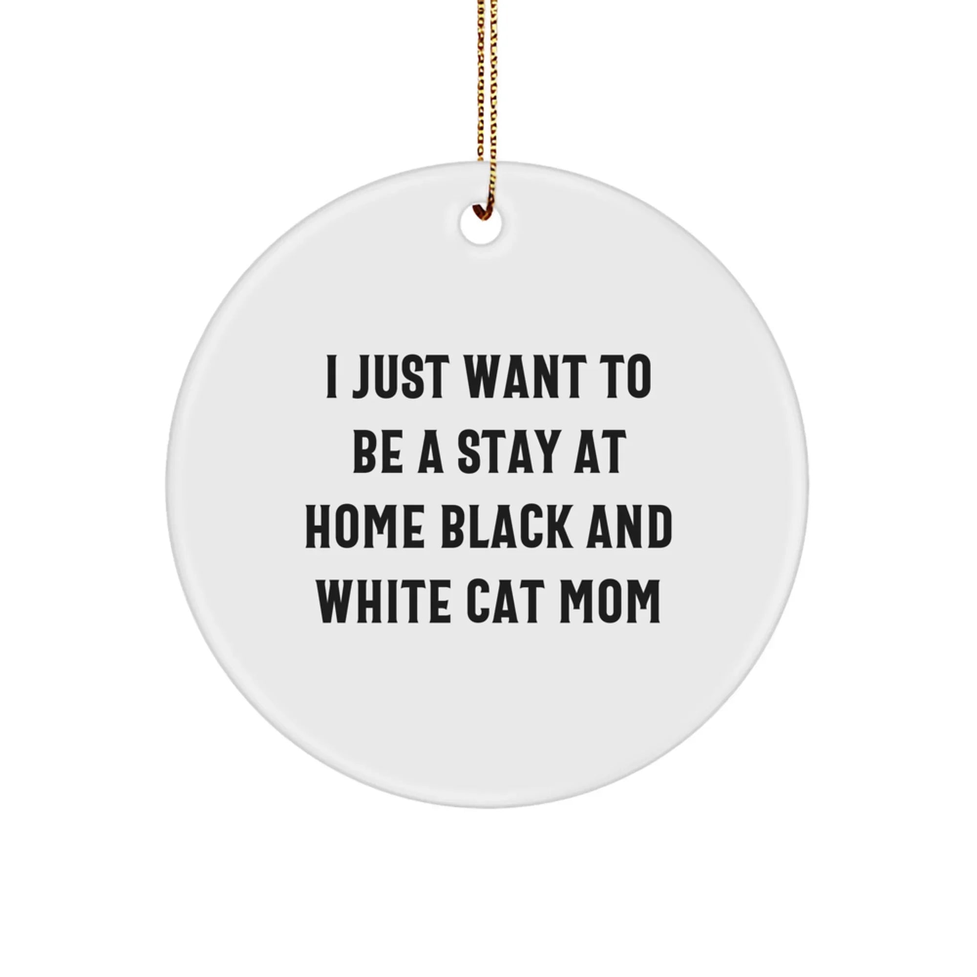 Black and White Cat Circle Ornament Gifts from Men to Black and White Cat Moms for Christmas