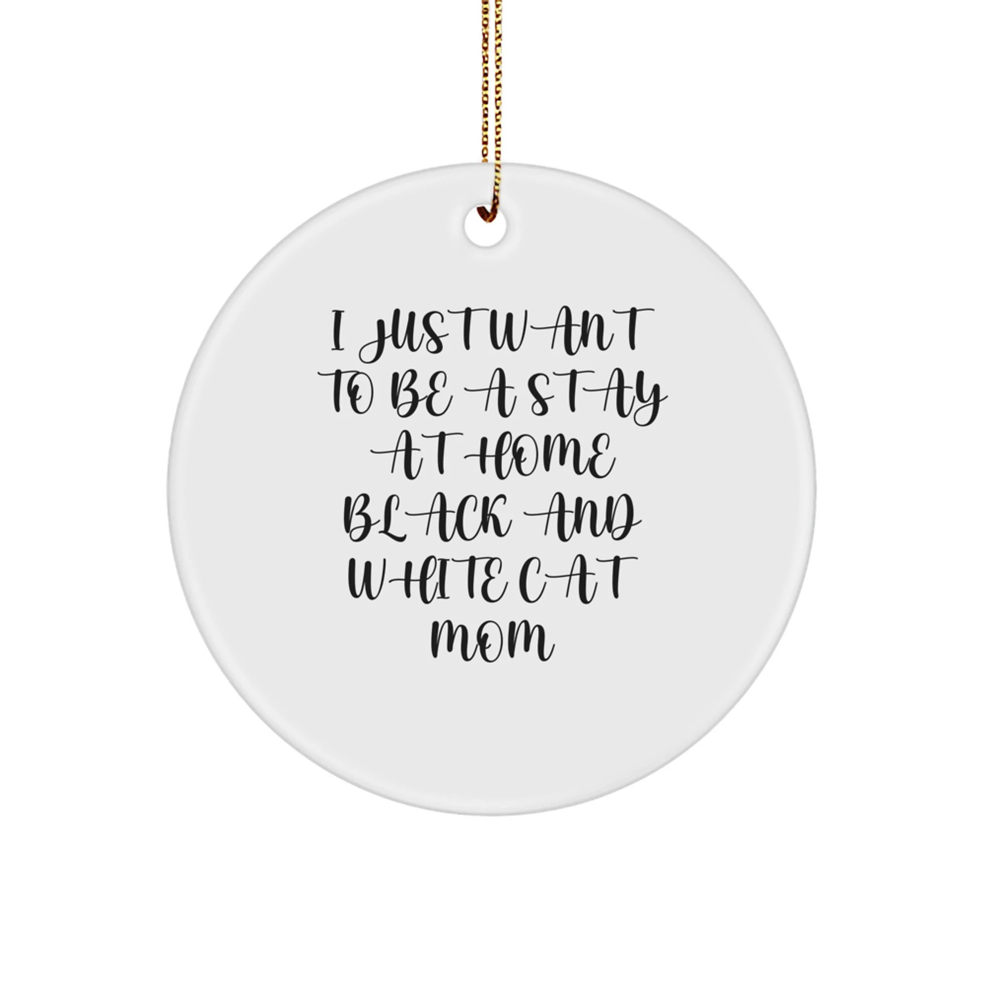 Funny Black and White Cat Mom Gifts from Family for Christmas Unique Circle Ornament Decoration Ideas