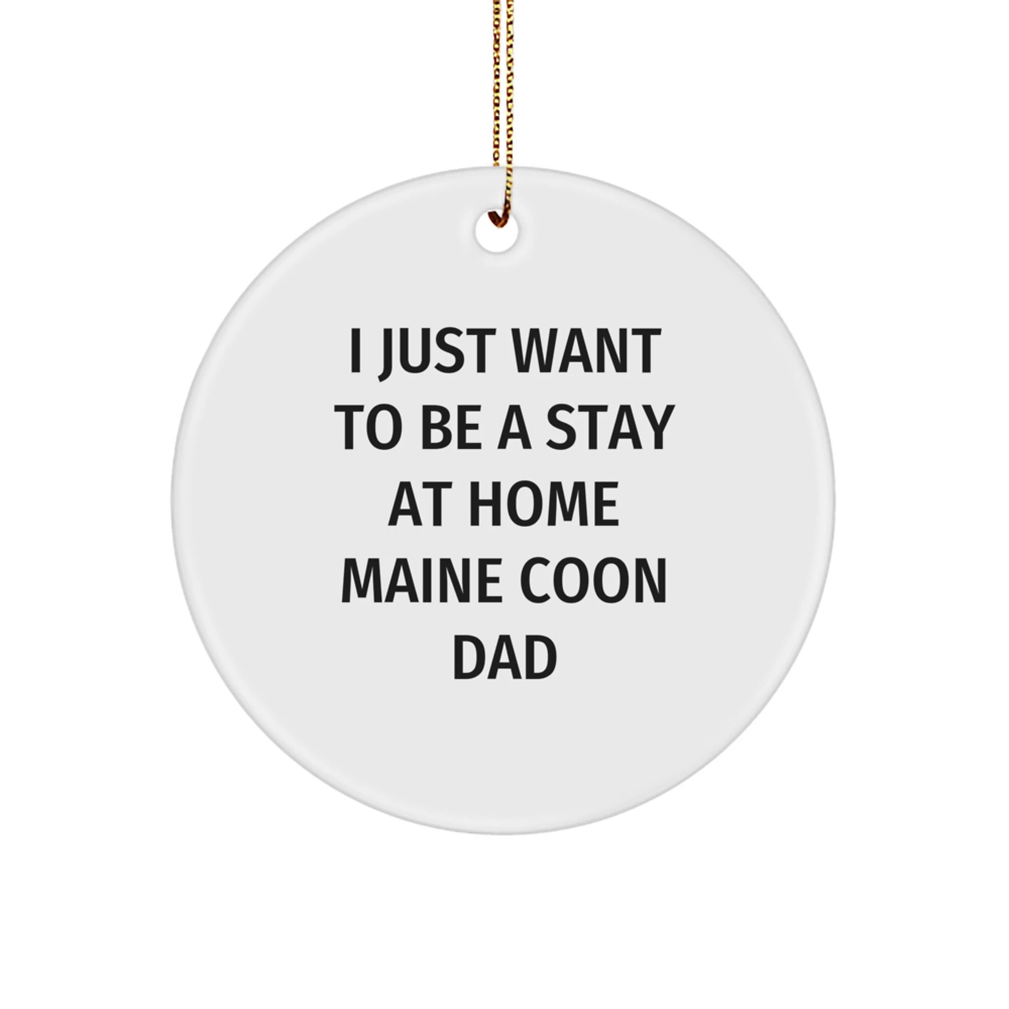 Maine Coon Cat Lover Gifts from Men to Family - Funny 'I Just Want To Be A Stay At Home Maine Coon Dad' Circle Ornament for Christmas Unique Gifts