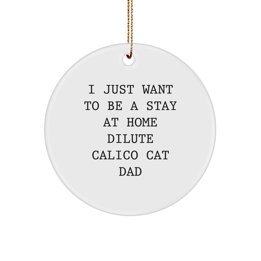 Dilute Calico Cat Dad's Funny Gift, I Just Want To Be A Stay At Home Dilute Calico Cat Dad, Circle Ornament for Christmas, Gifts from Men to Friends