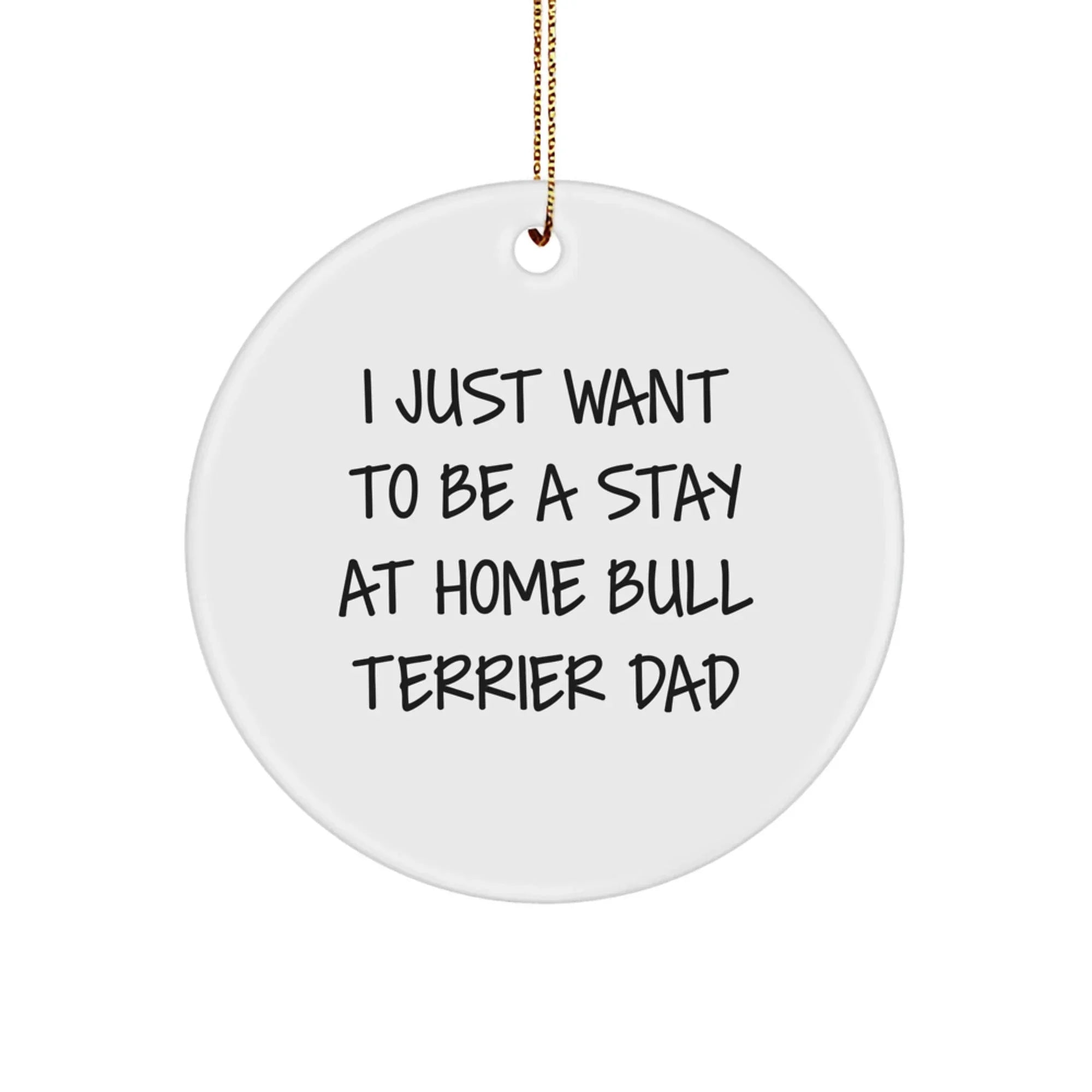Bull Terrier Dog Dad Gifts, Funny Circle Ornament for Men, I Just Want To Be A Stay At Home Bull Terrier Dad, Christmas Unique Gifts from Men to Family