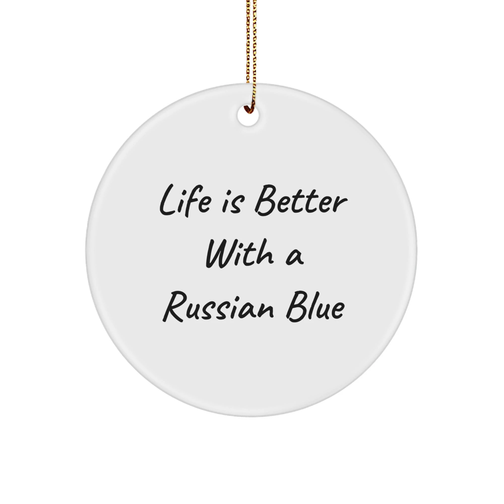 Funny Russian Blue Cat Christmas Circle Ornament Gifts from Friends, Unique Christmas Unique Gifts for Russian Blue Cat Lovers