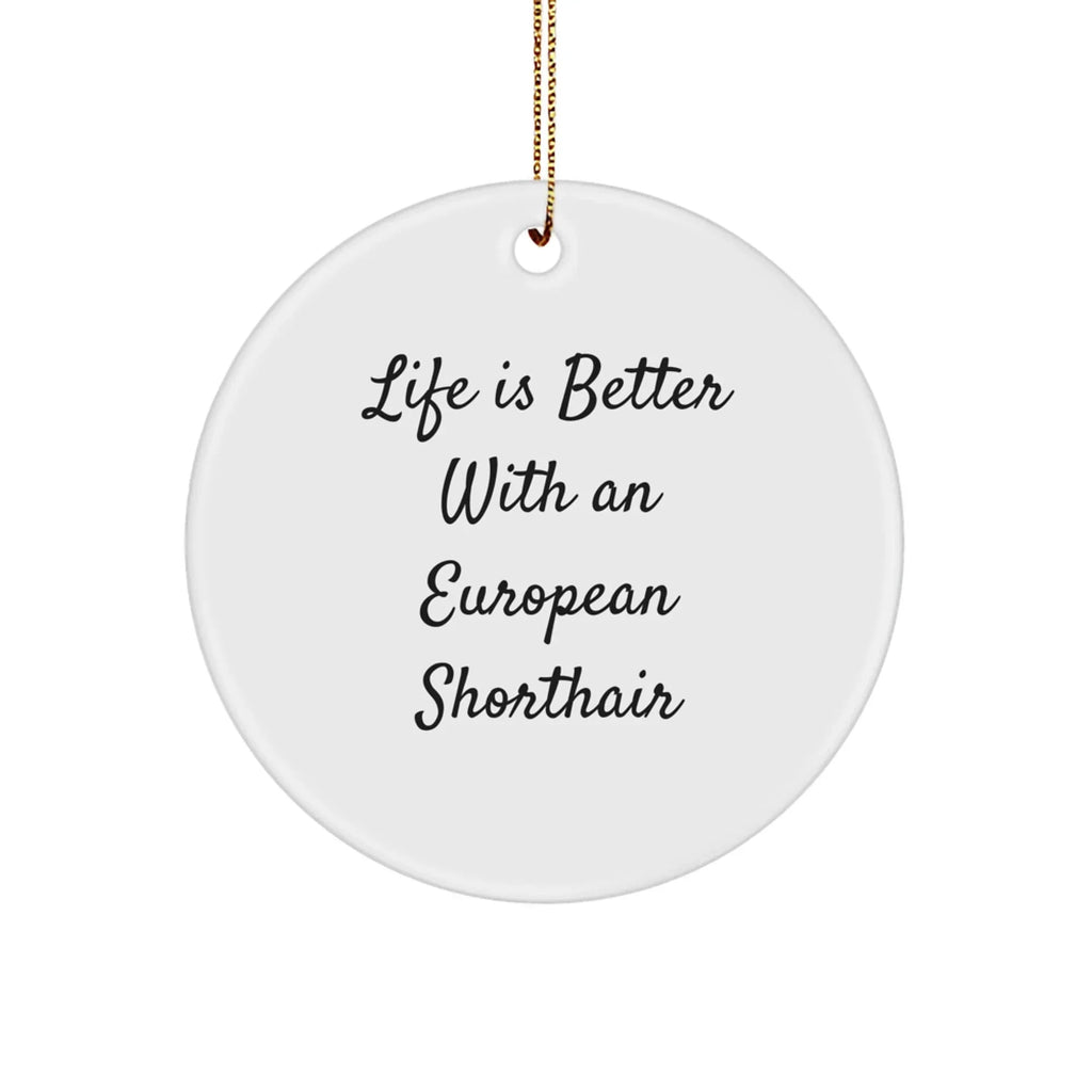 Funny European Shorthair Cat Circle Ornament Gifts from Men to Friends - Life Is Better, European Shorthair Cat Lover Christmas Unique Gifts