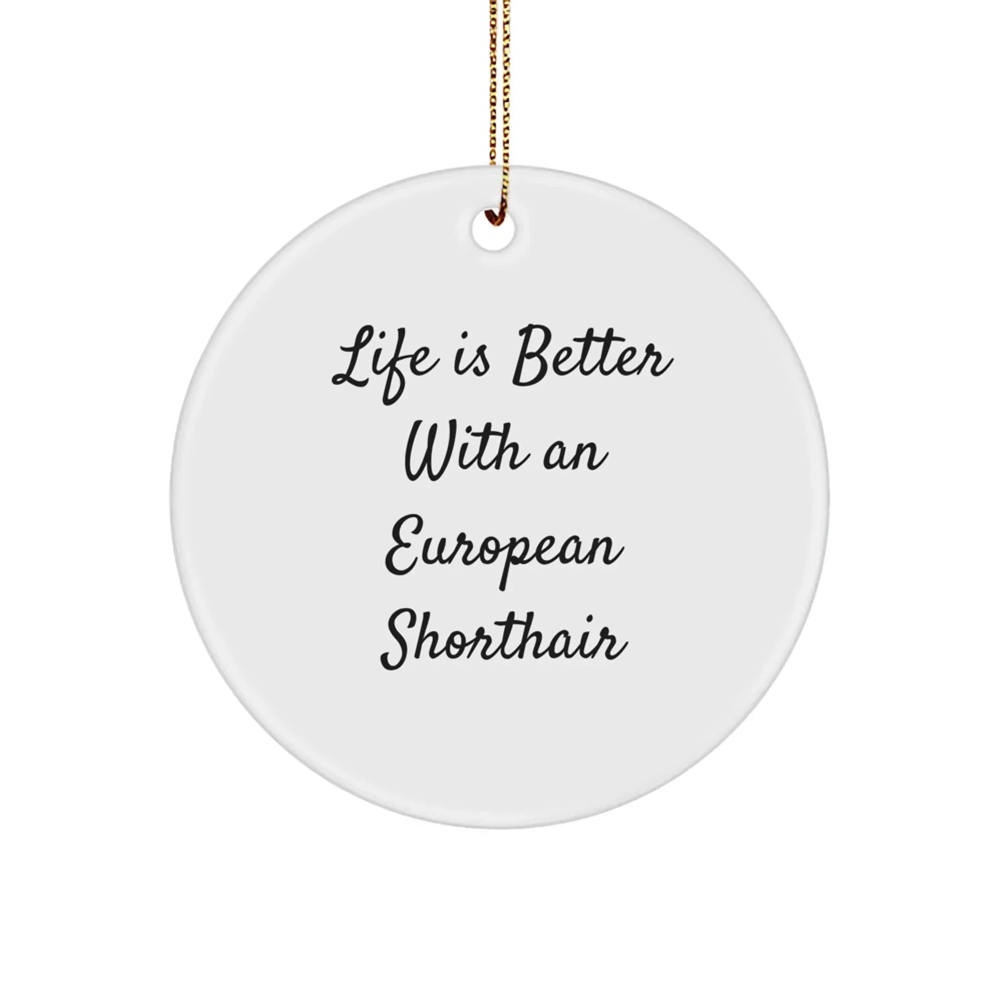 Funny European Shorthair Cat Circle Ornament Gifts from Men to Friends - Life Is Better, European Shorthair Cat Lover Christmas Unique Gifts