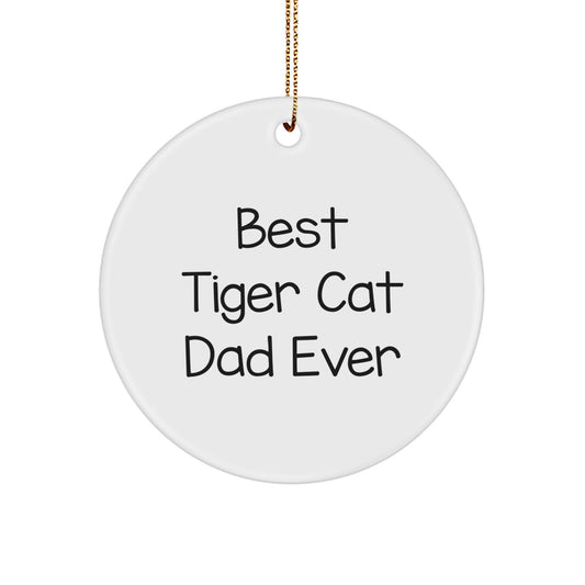 Funny Tiger Cat Dad Gifts from Men to Family - Best Tiger Cat Dad Ever Circle Ornament for Christmas - Image 1