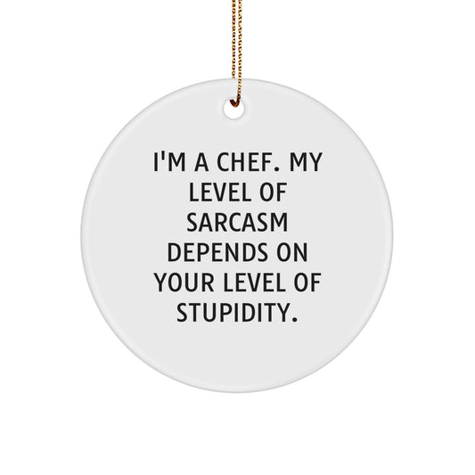 Funny Chef Gifts from Friends for Men, Unique Christmas Unique Gifts for the Chef in Your Life, Circle Ornament with Sarcastic Quote - Image 1