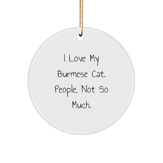 Burmese Cat Lovers Gifts from Family, Friends, or Coworkers - I Love My Burmese Cat, People, Not So Much. Christmas Circle Ornament - Image 1