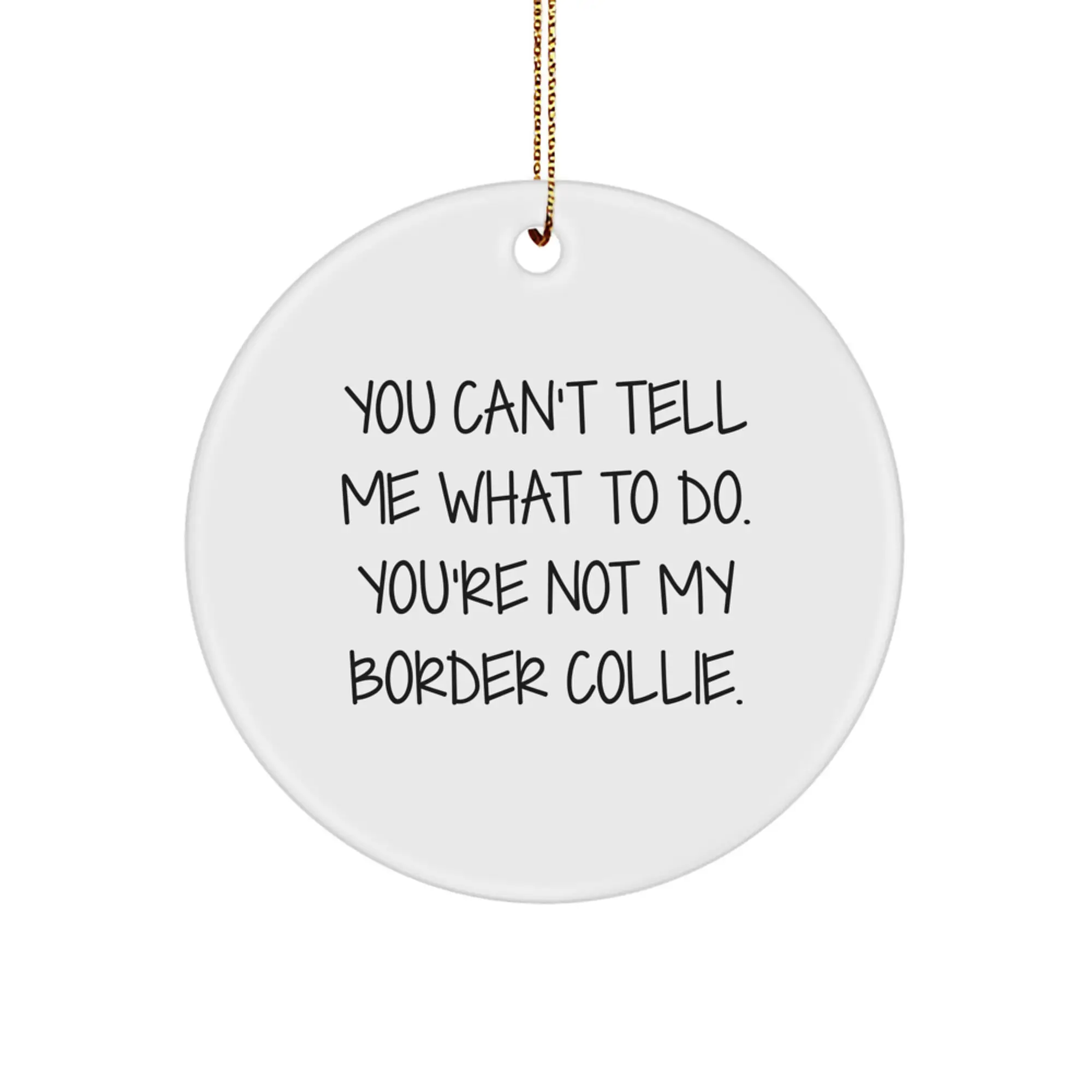 Funny Border Collie Dog Gifts for Him from Friends, Unique Christmas Decorations Circle Ornament with 'You Can't Tell Me What To Do. You're Not My Border Collie. - Image 1