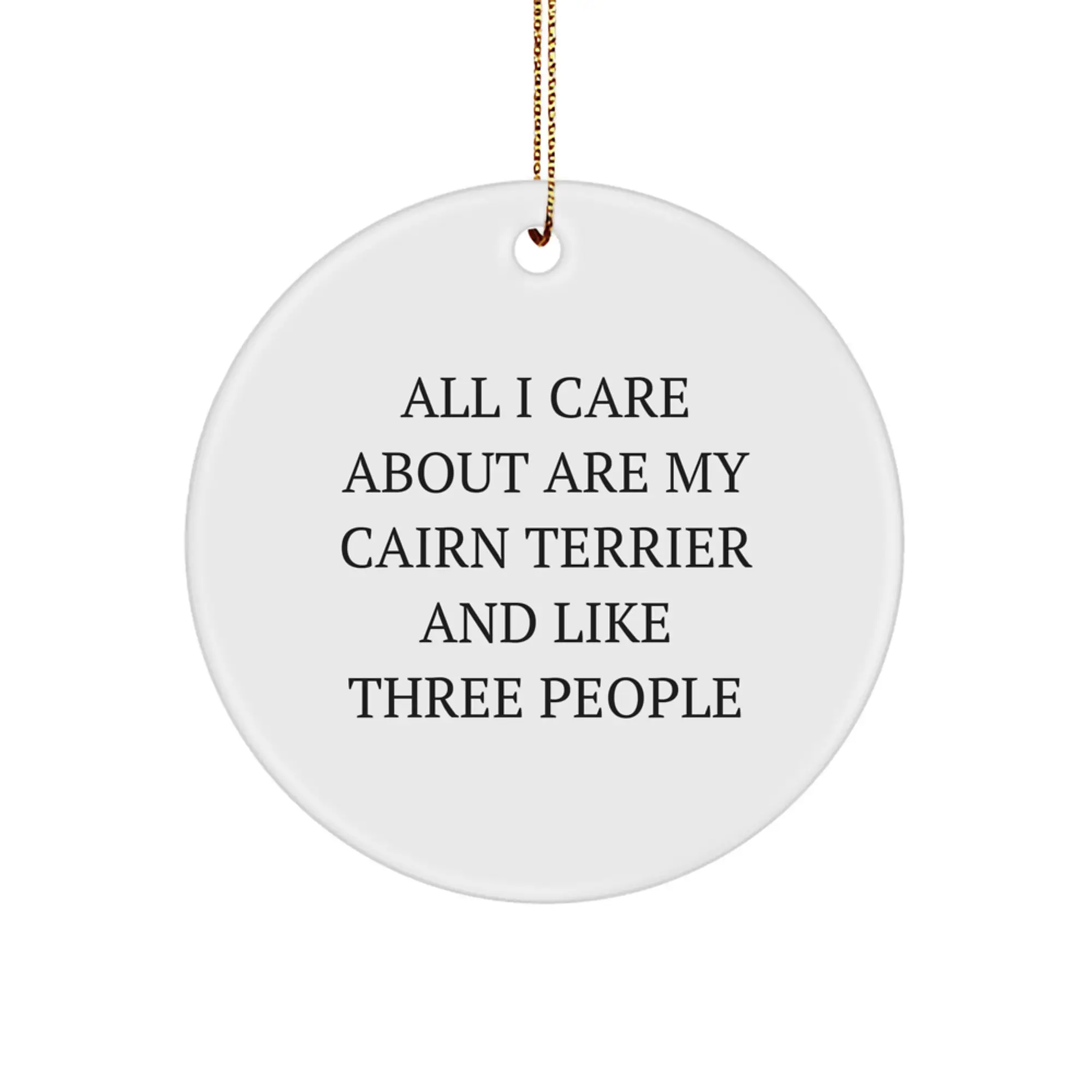 Cairn Terrier Dog Lover Gifts from Friends and Family for Christmas Unique Circle Ornaments with Funny 'All I Care About Are My Cairn Terrier And Like Three People' Quote - Image 1