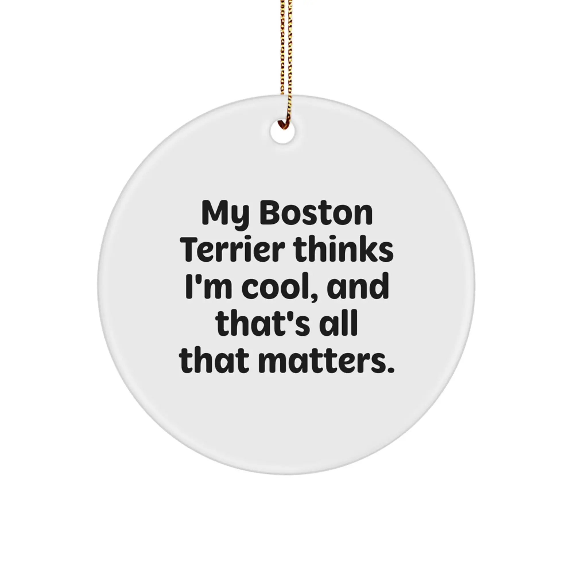 Funny Boston Terrier Dog Circle Ornament Gifts from Family to Friends with Cool Message for Christmas - Image 1