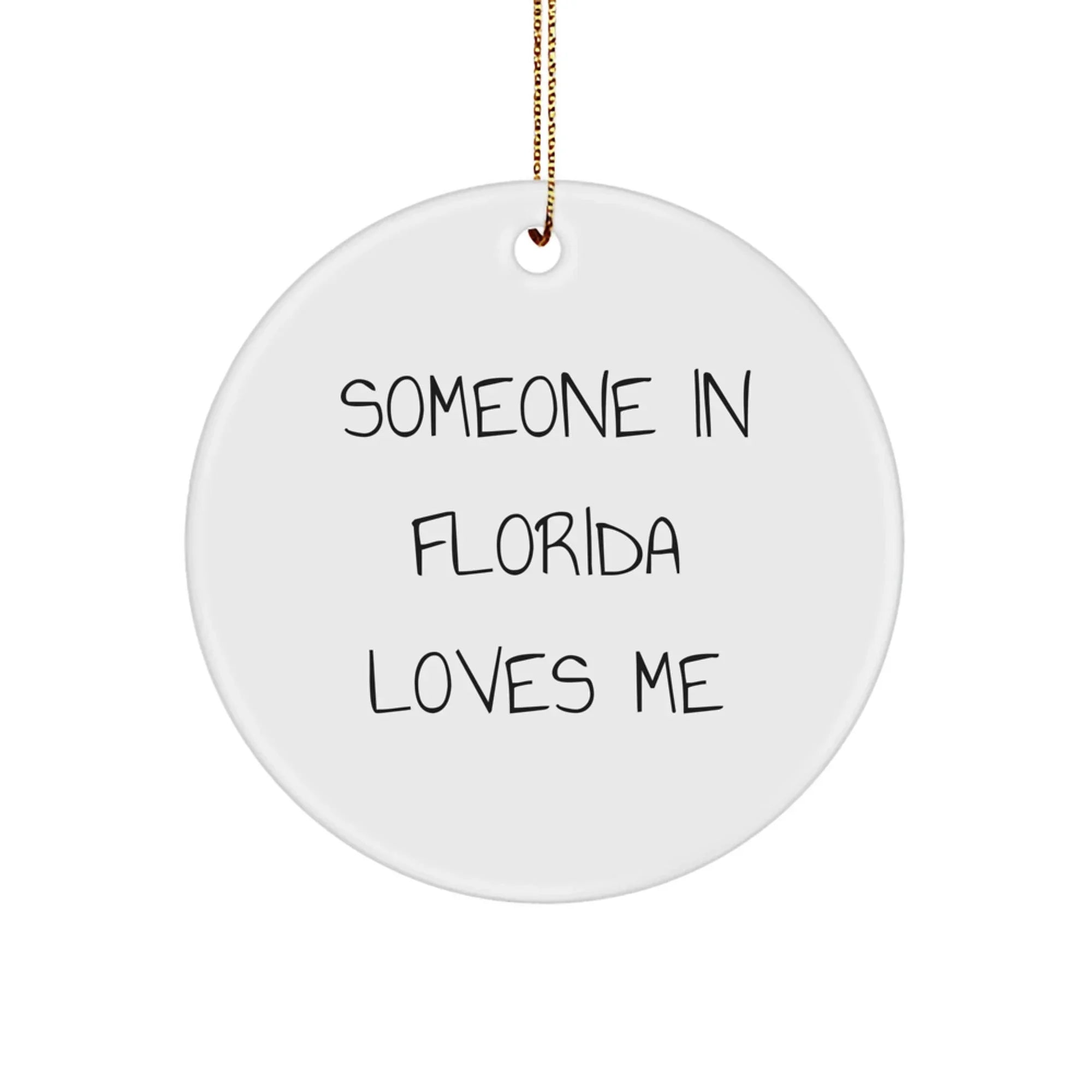 Florida Circle Ornament Someone In Florida Loves Me White Christmas Decoration