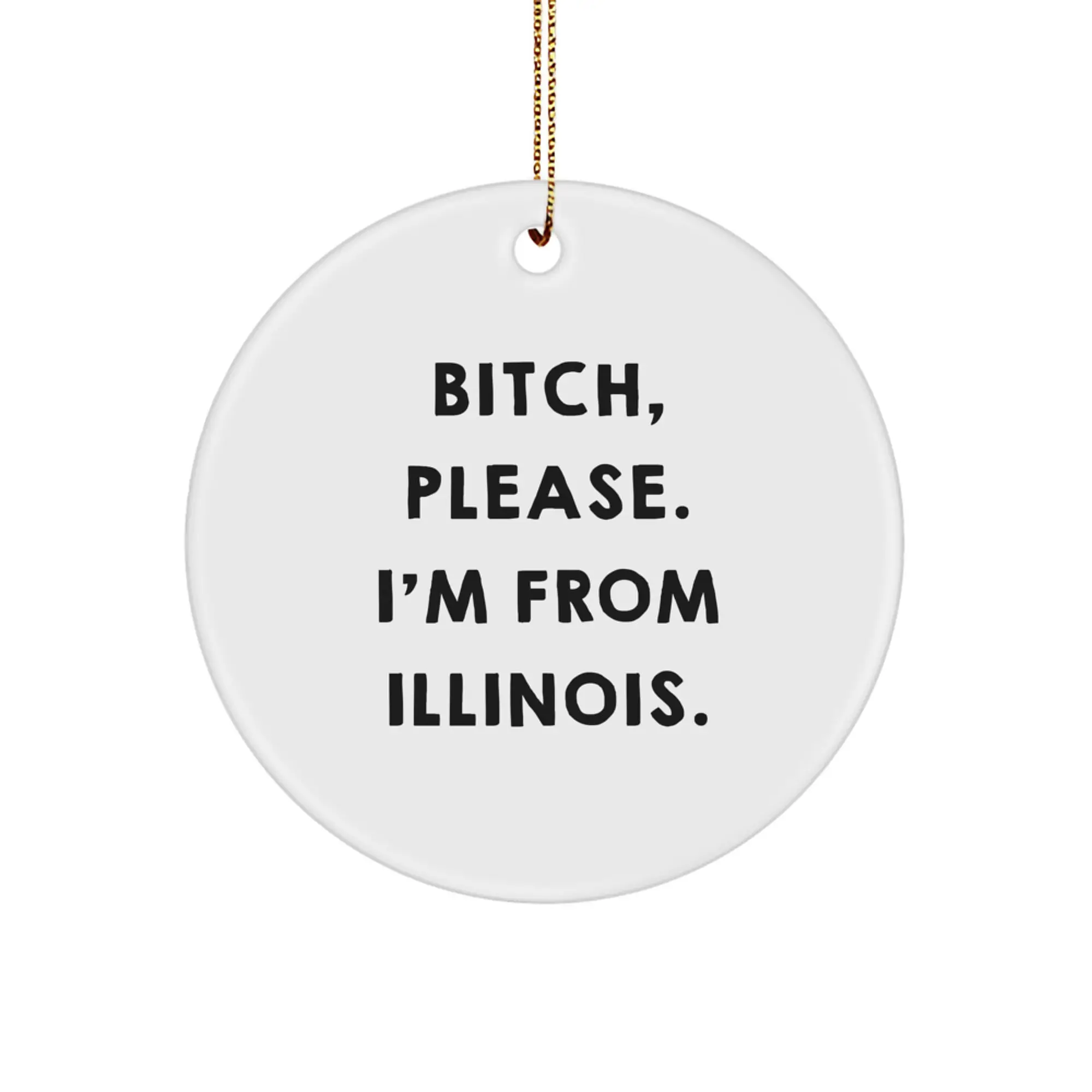 Funny Illinois Gifts from Friends and Family - B-tch Please Circle Ornament for Illinois Enthusiasts, Unique Christmas Unique Gifts for Illinois Home Decor - Image 1