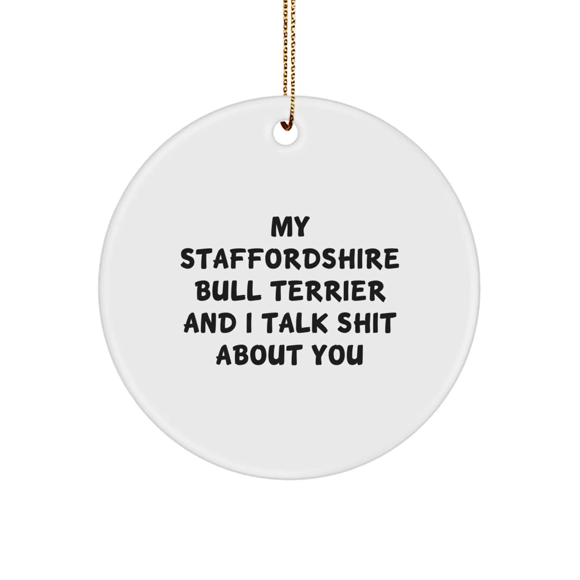 Staffordshire Bull Terrier Circle Ornament for Him Christmas Gift - Image 1