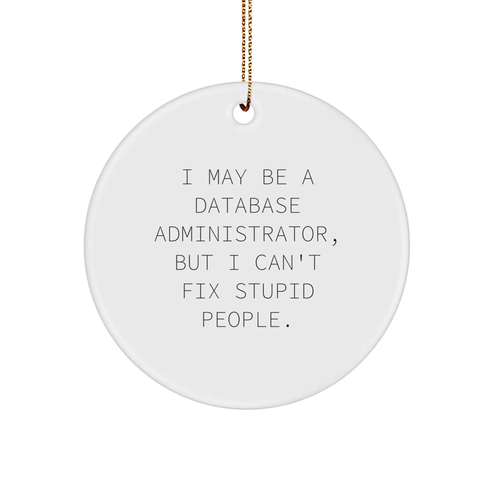 Funny Database Administrator Gifts for Men, Gifts from Friends to Colleagues, I May Be A Database Administrator, But I Can't Fix Stupid People. Circle Ornament, Unique Christmas Unique Gifts - Image 1